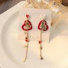 Asymmetrical Heart Star Drop Earring 1 Pair - S925 Silver - Red - One Size