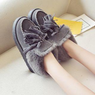 Bow Detail Fluffy Ankle Boots