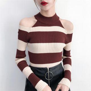 Striped Cutout Knit Top