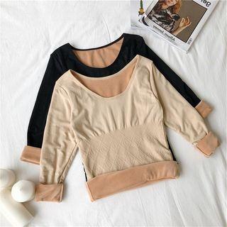 Long-sleeve Fleece Plain Top