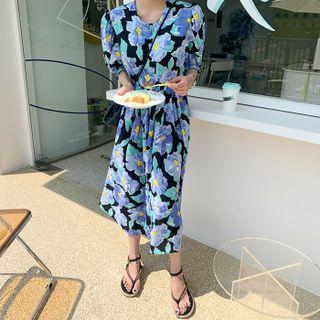 Round-neck Long Floral Dress
