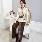 Set: 3/4-sleeve Sashed Top + Pants