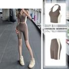 Halter Neck Crop Sports Tank Top / High Waist Sports Bike Shorts / Set