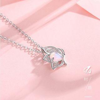 Moonstone Butterfly Necklace 1 Pc - Silver - One Size