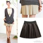 Faux-leather A-line Miniskirt