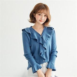 Ruffled-trim Cardigan