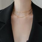 Stainless Steel Layered Choker Choker - Double Layer - Gold - One Size