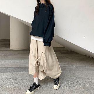 Zip Placket Overhead Jacket / Asymmetric Midi Skirt