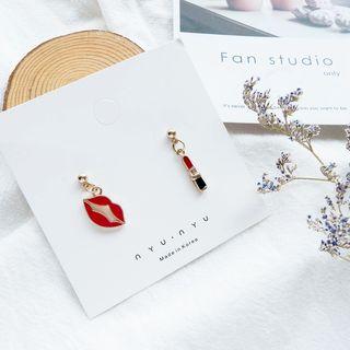 Alloy Lips & Lipstick Dangle Earring As Shown In Figure - One Size
