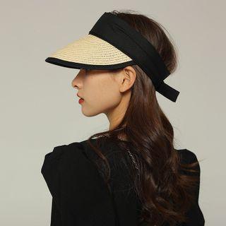 Two-tone Straw Visor Cap