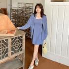 Spaghetti Strap Mini A-line Dress / Long-sleeve Shirt