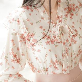 Mock Two-piece Cherry Blossom A-line Dress