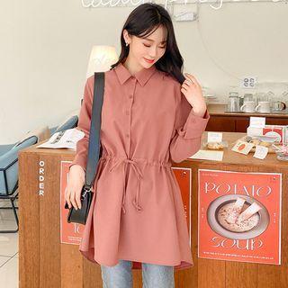 Drawcord-waist Longline Shirt
