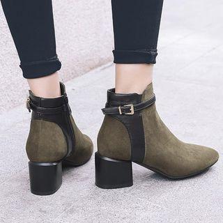 Two-tone Chunky-heel Ankle Boots