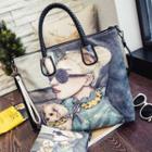 Faux Leather Printed Hand Bag