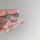 Transparent Petal Fringed Alloy Earring 1 Pair - Transparent & Grayish Blue - One Size