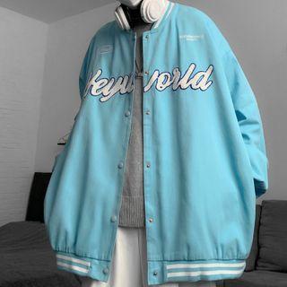 Couple Matching Lettering Embroidered Baseball Jacket