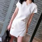 Set: Short-sleeve Side-slit Blouse + Shorts