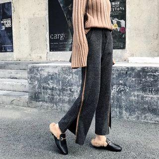 High-waist Striped Split Hem Pants