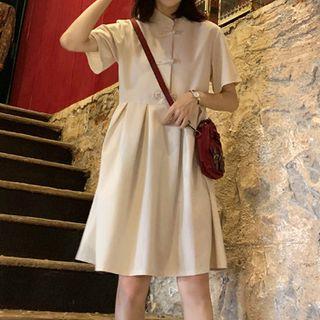 Frog-button Short-sleeve Dress