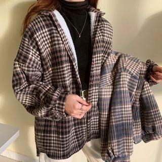 Plaid Shirt / Long-sleeve Turtleneck Top