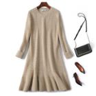 Chevron Knit Midi A-line Sweater Dress