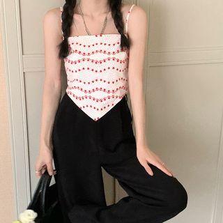 Sleeveless Heart Print Top As Figure - One Size