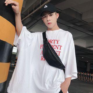 Plain Faux Leather Waist Bag Black - One Size
