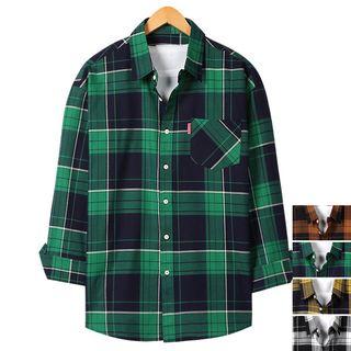 Long-sleeve Tartan-plaid Shirt