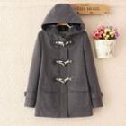 Pocket-accent Toggle Hooded Coat