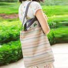 Patterned Canvas Shoulder Bag Light Coffee - 32cm X 36cm X 5cm