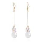 Faux Cat Eye Stone Faux Crystal Alloy Dangle Earring 1 Pair - Gold & White - One Size