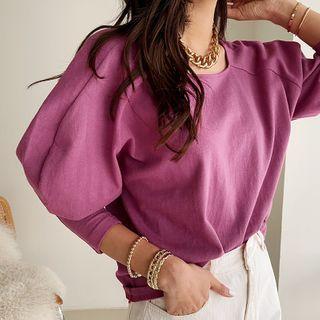 Square-neck Mutton-sleeve Top