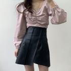 Puff-sleeve Ruched Blouse