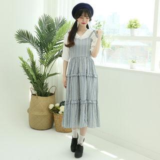 Gingham Long Pinafore Dress