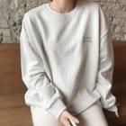 Letter-embroidered Loose-fit Sweatshirt Oatmeal - One Size