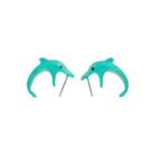 Simple Fashion Enamel Dolphin Stud Earrings Silver - One Size