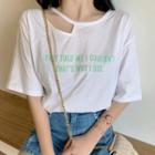 Short-sleeve Printed Cut-out T-shirt