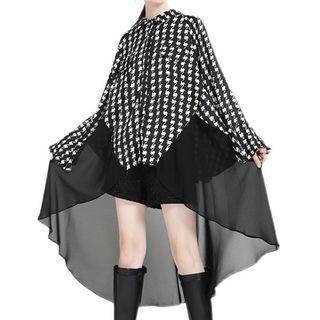 Flare-sleeve Patterned Shirt