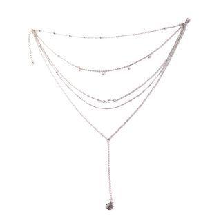 Layered Alloy Sun Pendant Necklace Silver - One Size
