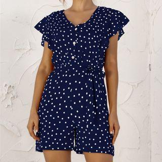 Dot Print Short-sleeve Playsuit