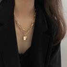 Lock Layered Necklace Gold - One Size