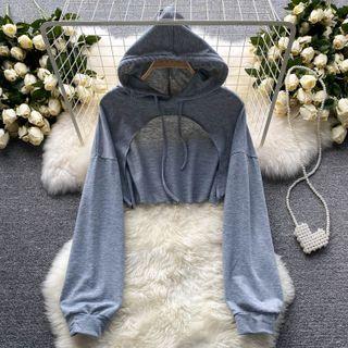 Hooded Long-sleeve Cropped Sweatshirt
