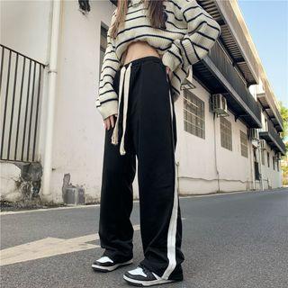 Drawstring Two-tone Loose Fit Pants