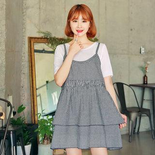 Spaghetti-strap Gingham Minidress