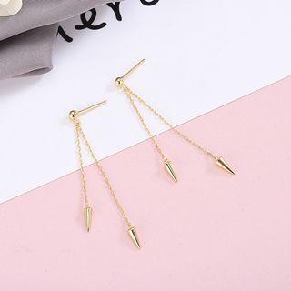 925 Sterling Silver Stud Fringed Earring 1 Pair - Es924 - Gold - One Size