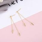 925 Sterling Silver Stud Fringed Earring 1 Pair - Es924 - Gold - One Size