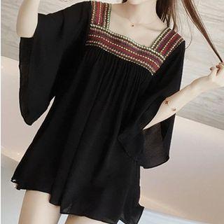 3/4-sleeve Mini Tunic Dress