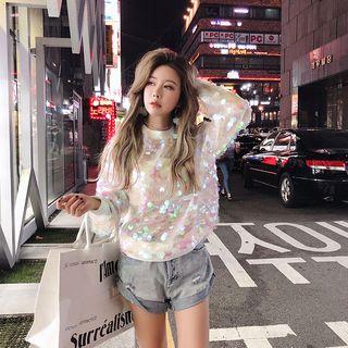 Long-sleeve Sequined Sweatshirt