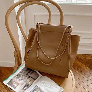 Square Pleather Tote Camel - One Size